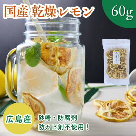 太陽のレモン 60g 輪切り 皮ごと 安心 乾燥レモン 砂糖不使用 広島育ち 国産 ドライレモン スライス レモン水 便利 国内産 広島県産 送料無料 ドライフルーツ