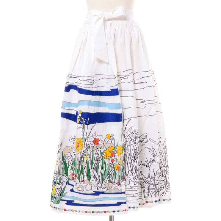 楽天市場】ミー (Mii) 刺繍ロングスカート コットン ホワイト  