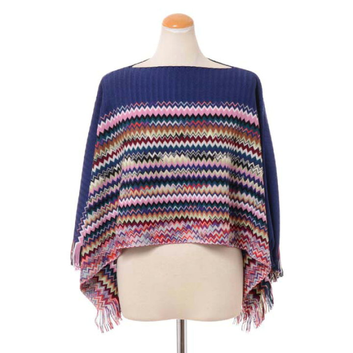 楽天市場】ミッソーニ (Missoni) ニットポンチョ 羊毛など ネイビー 