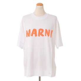 マルニ (Marni) 手書きロゴ半袖カットソー コットンジャージー ホワイトオレンジthjet49ephul2w01 2023AW レディース秋冬新作 送料無料 正規取扱