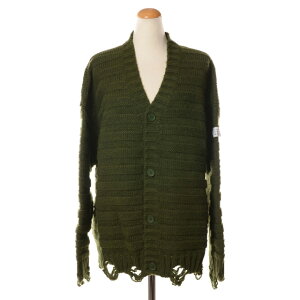 エムエムシックス メゾンマルジェラ (MM6 MAISON MARGIELA) Vネックワイドカーディガン ウールアクリル グリーンsh0hp0005693 2024AW レディース秋冬新作 送料無料 正規取扱