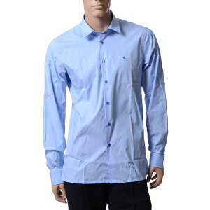 ���t�V�����Y (RAF SIMONS) �R�b�g���V���c �x�[�V�b�N ���C�g�u���[ 1512021000041 Slim-fit shirt with darts and 'R' embroidery 10000 very light blue,��Ԗ�,�� 2015SS �����Y�t�� �������� �y���K�戵�z