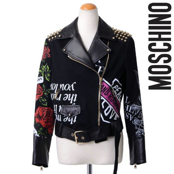 楽天市場】モスキーノ (MOSCHINO) プリントレザーライダースジャケット 