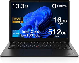 軽量 Lenovo レノボ thinkpad L13 Core i5 第10世代｜13.3インチ｜指紋認証｜Microsoft Office 2019 H&B 搭載｜windows11 Pro｜16GBメモリ256GB SSD｜USB Type-C｜Bluetooth｜HDカメラ｜中古ノートPC ノートパソコン