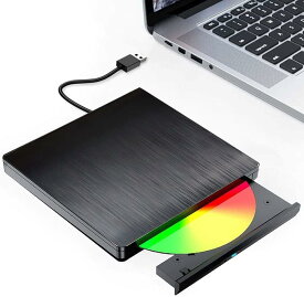 【大感謝祭期間限定 クーポン＋ポイント5倍】WVX 外付けDVDドライブ USB3.0対応 静音設計 超高速転送 スリムコンパクト CD/DVDプレーヤー 読み込み専用 プラグ＆プレイ Windows/Mac/Linux対応 給電ケーブル付き