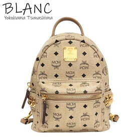 MCM ヴィセトス スターク Bebe Boo サイドスタッズ X ミニ バックパック レザー ベージュ MMK5SVE92IG001 リュック 横浜BLANC【中古】