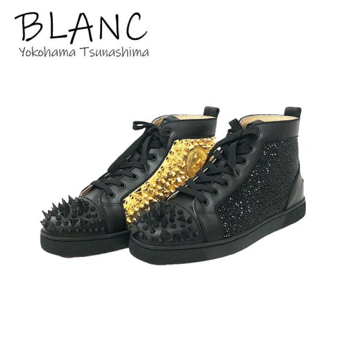 Christian Louboutin ハイカットスニーカー スタッズ ゴールド  