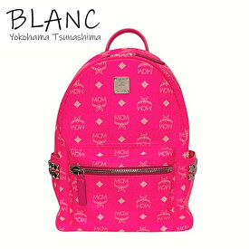 MCM スターク ヴィセトス スタッズ バックパック リュック レザー ネオンピンク MMK9AVE56QP001 横浜BLANC【中古】