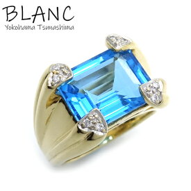 ポンテヴェキオ ブルートパーズ ダイヤ リング 12号 K18イエローゴールド BT:7.56ct D:0.05ct K18YG 指輪 Ponte Vecchio 横浜BLANC【中古】