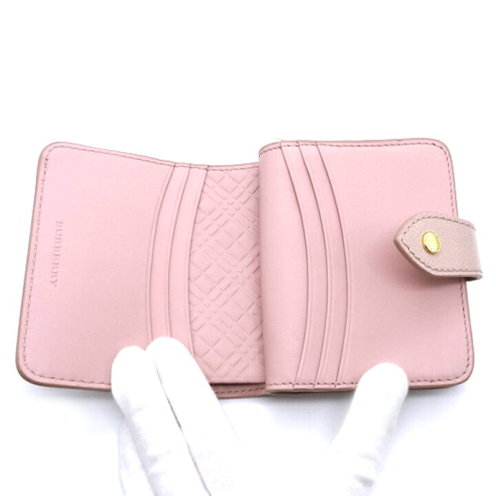 楽天市場】バーバリー 二つ折り財布 レザー ピンク コンパクト  