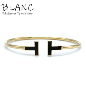 ティファニー Tワイヤー ブレスレット バングル オニキス 約16cm K18 イエローゴールド YG ジュエリー Tiffany＆Co. 横浜BLANC【中古】