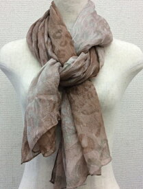 日本製シルク100%スカーフ職人技が光る逸品　横浜でプリントされたレディーススカーフ　アニマル太陽柄　ブラウン