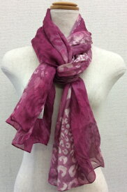 日本製シルク100%スカーフ職人技が光る逸品　横浜でプリントされたレディーススカーフ　アニマル太陽柄　ピンク