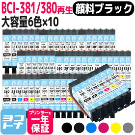 リサイクルインク BCI-381XL-380XL-6MP キヤノン 顔料ブラック 6色×10セット再生インクカートリッジ 内容：BCI-380XLPGBK BCI-381XLBK BCI-381XLC BCI-381XLM BCI-381XLY BCI-381XLGY