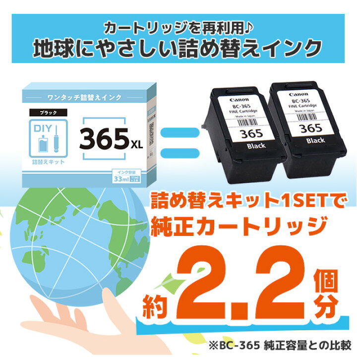 最大57%OFFクーポン キャノン プリンターインク BC-365 用 BC-365XL BC-366XL ブラック 単品 ワンタッチ詰め替えインク  bc365 詰替えキット リフィル discoversvg.com