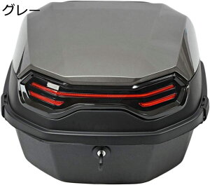 【20%OFFクーポン〜】バイク リアボックス トップケース バイクボックス バイク用ボックス ヘルメット入れ 着脱可能式 大容量 旅行 汎用 PP製 夜間警告灯付き ベース付き ブラック1