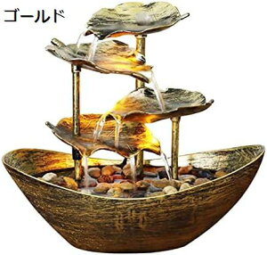 【20%OFFクーポン〜】卓上噴水 蓮の葉 卓上式 LEDライト付き 置物 インテリア 風水 開運 装飾 工芸品 樹脂工芸品 玄関 置物 卓上用飾り USB給電 水のせせらぎからストレスフリーに 部屋/オフィ