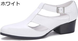 【20%OFFクーポン〜】身長アップ サンダル ビジネスサンダル 本革 メンズ レザーサンダル 小さいサイズ ストラップ ポインテッドトゥ コンフォート 吸汗 涼しい 軽量 通気 ファッション 紳士