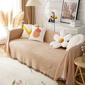 【20%OFFクーポン〜】ソファカバー ファッショナブルなT柄タッセルブランケット 180*380 多機能ソファカバー 2席と3席の長方形のソファカバー オールシーズン ユニバーサル ウォッシャブル 130c