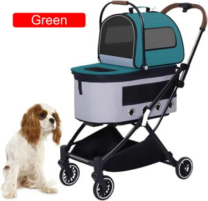 【20%OFFクーポン〜】ペットカート 犬用ベビーカー 小型犬2匹用 猫用ベビーカー 取り外し可能なキャリアと収納バスケット付き 折りたたみ式軽量ペットトラベルベビーカー