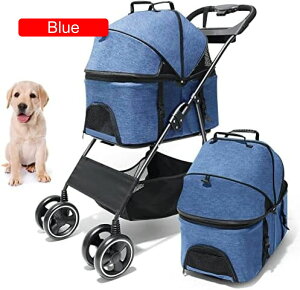 【20%OFFクーポン〜】ペットベビーカ ペット用ベビーカー,多機能取り外し可能 多頭用 中型カー,4輪小型犬 中型犬 猫 折りたたみ ドッグカート キャリー 犬用ベビーカー ペットベビーカ