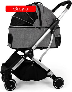 【20%OFFクーポン〜】ペットカート ベビーカー バギー 犬 猫 多頭 ペットキャリア 犬用ベビーカー 中小型犬 猫用 ペットベビーカー 折りたたみ式 4輪 猫 犬カート ベビーカー (グレーa)