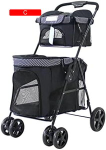 【20%OFFクーポン〜】ペットカート 2人乗りペットストローラー 4つのスイベルホイール付き 360°高級軽量折りたたみ式ペットベビーカー 中小型犬と猫用ペットベビーカー 最大積載量 7 Kg / 15 LB