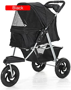 【20%OFFクーポン〜】ペットカート ベビーカー バギー 犬 猫 多頭 2 In 1 折りたたみ式犬用ストローラー 3輪ペットドッグカート 小型中型犬用猫用収納バスケット付き 調節可能なキャノピー 耐