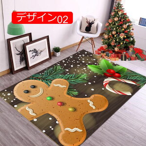 【20%OFFクーポン】クリスマスパーティーラグ カーペット インテリア 軽量 滑り止め付 冷房対策 春夏 秋冬 クリスマス 長方形 新年 新生活 おしゃれ デザイン03 リビング対応 昼寝 80*120cm 静電