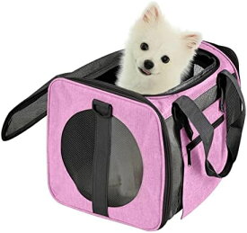 【20%OFFクーポン〜】ペットキャリーバッグ 通気性 猫きゃりーバッグ 折りたたみ可 犬 きゃりーバッグ小型犬 猫用ショルダー手提げキャリーバッグ 3面メッシュ,軽量携帯しやすい 車載/旅行/通院/アウトドア ペット用品