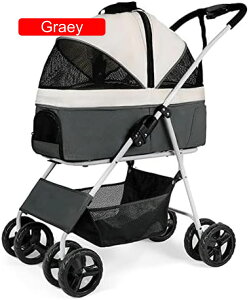 【20%OFFクーポン〜】ペットカート ベビーカー 犬 猫 バギー 多頭 犬と猫用の折りたたみ式ストローラー ペットキャリアバッグカーシート犬用ストローラー 中型犬用猫 ペット輸送トロリー 4