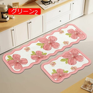 【20%OFFクーポン】拭けるキッチンマット 撥水 S2 花模様 滑り止め付 おしゃれ 抗菌 防カビ キッチンマット 北欧 キッチンマット 拭ける 台所マット フロアマット ホワイト お手入れ簡単 シン