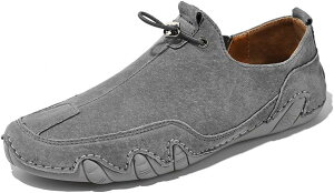 【20%OFFクーポン】スエード スリッポン ドライビングシューズ メンズ カジュアル 革靴 ローファー グレー アイボリー モカシン靴 紳士靴 デッキシューズ スニーカー 大人 軽量 通気性 衝撃吸