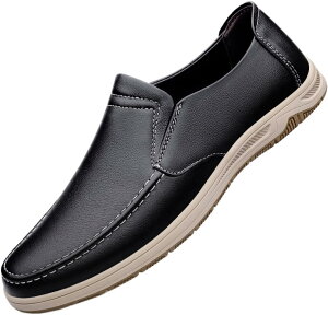 【20%OFFクーポン】ドライビングシューズ メンズ PUレザー スリッポン カジュアル シューズ 皮革 運転 靴 防滑 滑りにくい ゴム底 黒 紳士靴 軽量 オフィス お出かけ クッション ローファー デ