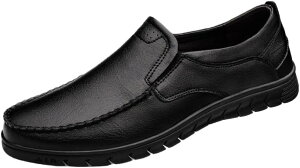【20%OFFクーポン】メンズ ドライビングシューズ ビジネスシューズ 革 ローファー スリッポン モカシン 軽量 カジュアル デッキシューズ 運転 靴 ウォーキングシューズ スムース 黒 革靴 軽い