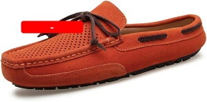 【20%OFFクーポン】ドライビングシューズ モカシン スリッポン ローファー スエード オレンジ メンズ 小さいサイズ メンズ ビジネスシューズ 紳士靴 25.5cm ドライビング ローカット 靴 ウォー