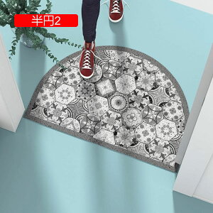 【20%OFFクーポン】玄関マット 屋外 室内 半円形 ドアマット 80*120cm アンティーク 花柄 モロッコ風 洗える 家庭用 泥落とし 大判 ラグマット 床保護マット エントラスマット ゴム 滑り止め お