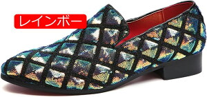 【20%OFFクーポン】モカシン ローファー メンズ スパンコール ローヒール ドライビングシューズ スリッポン おしゃれ 大きいサイズ 身長アップ キラキラ 日常 カジュアル 通気性 クッション