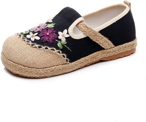 【20%OFFクーポン〜】エスパドリーユシューズ スリッポン レディース ジュート底 スリッポン 花柄 刺繍 走れる 履きやすい 快適 通気 軽量 カジュアル リゾート 日常 春夏 可愛い エスニック