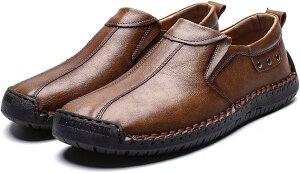 【20%OFFクーポン】ローファー スリッポン メンズ 本革 革靴 ウォーキングシューズ 大きいサイズ 黒 ブラウン ブルー レザー 紳士靴 衝撃吸収 クッション性 防滑 軽量 通気性 スニーカー モカ