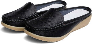 【20%OFFクーポン〜】モカシン スリッパ レディース ハーフスリッパ かかとなし スリッポン ウェッジソール 婦人靴 レディーズ シューズ メッシュ 通気穴 通気性 軽量 美脚 スリッパ サボサン