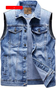 デニムチョッキ 無袖ジャケット メンズ 重ね着 春秋 ベスト メンズ Gジャン ノースリーブ ベスト スリム ショート丈 大きいサイズ カジュアル 軽量 レトロ キャンプ バイク ワークウェア ブ