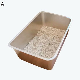 【20%OFFクーポン】ネコのトイレ　猫トイレ　ステンレス鋼　猫用トイレ本体　ペット用トイレ　ワイドサイズ　大型　清潔トイレ用　ペットケア用　オープンタイプ　猫砂飛散防止　一体成形　小さい猫　耐磨耗　A