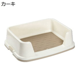 【20%OFFクーポン】犬トイレ　ドッグトレートレー　しつけトイレ　ペットトレーニング　しつけるウォールトレー　メッシュ　犬用　小型犬　中型犬　ワイド　フチ付き　滑り止め　お掃除簡単ステップ壁付トイレ　飛散ガード　レギュラー　カーキ　M