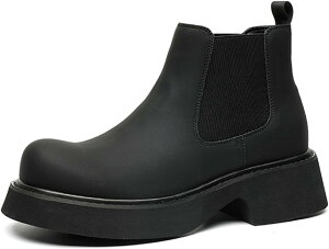 メンズ チェルシーブーツ マット生地 ショートブーツ ビジネスブーツ 厚底 ラウンドトゥ サイドゴアブーツ PUレザー レインブーツ 秋冬靴 ハイカット 履き心地良い 衝撃吸収 お出かけ 日常