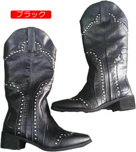ウエスタンブーツ レディース ロングブーツ リベット 長ブーツ 刺繍 チャンキーヒール スタッズ おしゃれ モード系 大きいサイズ カジュアル ソフト 高筒ブーツ ビンテージ デイリー
