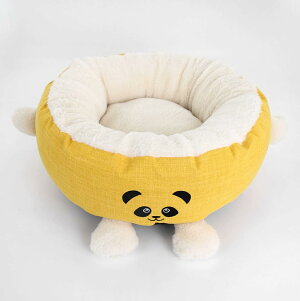 犬 猫 ベッド ペットベッド ふわふわ 小型犬 中型犬 L 猫 ペット用 ベッド 丸型 クッション イエロー 通年 オールシーズン 春夏 ペットグッズ 猫用 犬用 ペットソファー 可愛い おしゃれ 室