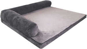 犬 グレー ベッド ペットベッド 猫ベッド ペットソファー 洗える 大型犬 超大型犬 フワフワ 丈夫 夏 四季適用 姿勢矯正 防寒 90*70*20 耐噛み素材 破れない 滑り止め 取り外し可能 高反