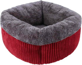 ペットベッド ペットクッション ペットソファ ドーナツペットベッド ぐっすり眠る ふんわり マット 丸型 滑り止め レッド 洗える M 猫 通気性よい 小型犬 寝心地良い 防湿 耐噛み ペット用ベッド
