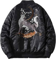 狼 スカジャン テイスト ファッション ミリタリー の通販
